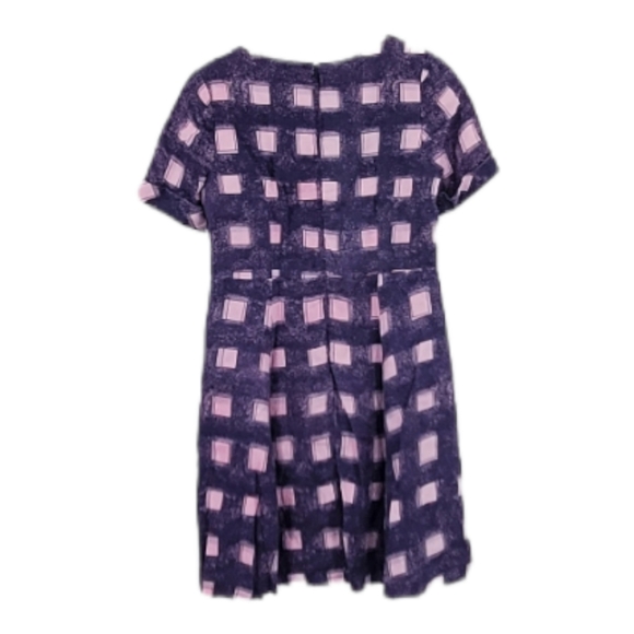 Tory Burch Short Sleeve Linen Navy and Pink Square Fit Flare Mini Dress 4 Small - Picture 8 of 13